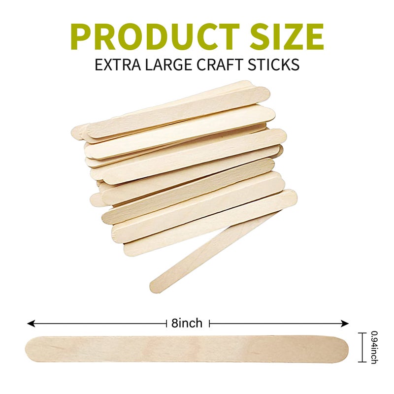 KTOJOY 8 100Pcs Jumbo Wooden Craft Sticks Wooden Popsicle Craft Sticks Stick Treat Sticks Ice Pop Sticks for DIY Crafts Home Art Projects  Classroom Art Supplies - Image 5